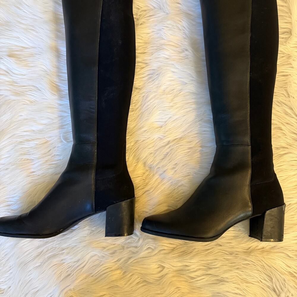 Stuart Weitzman City Block Over The Knee Boots Leather Stretch Heeled Black - Picture 9 of 13